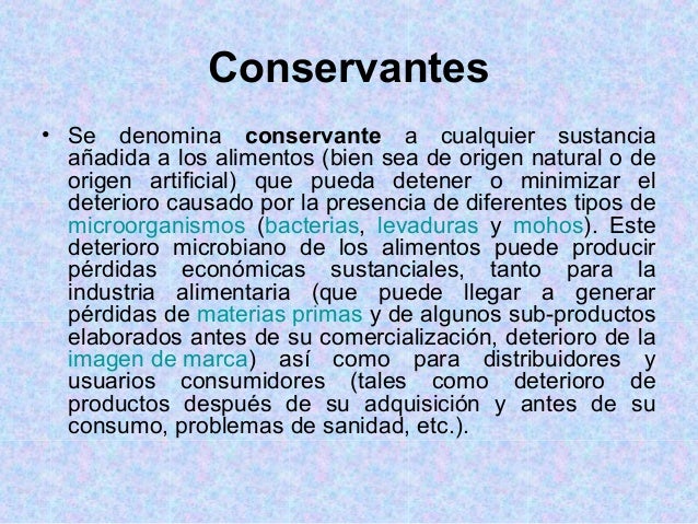Tipos de conservadores para alimentos