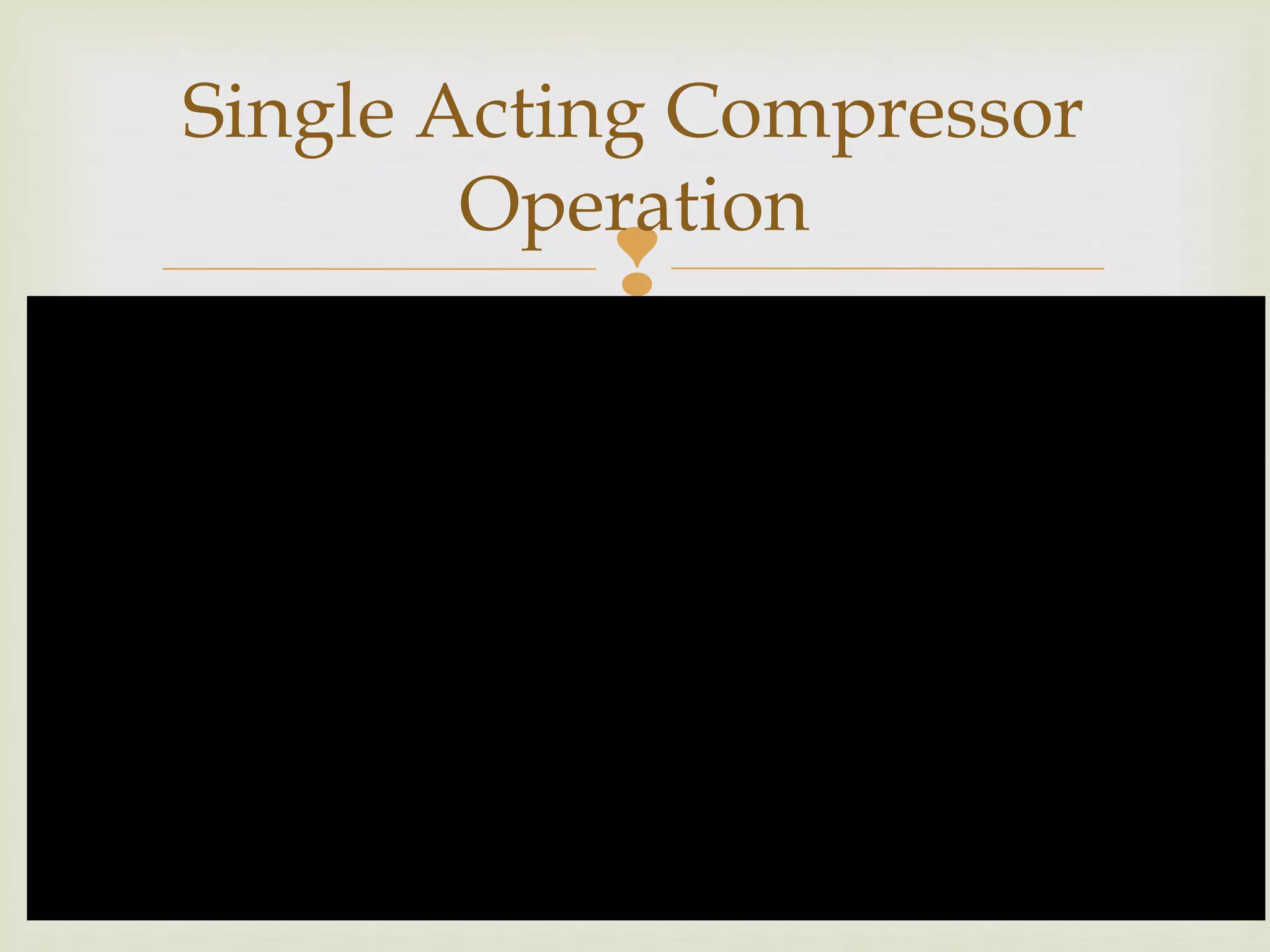 
Single Acting Compressor
Operation
 