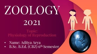 ZOOLOGY
2021
• Name: Aditya Arya
• B.Sc. B.Ed. (CBZ) 6th Semester
Topic:
Physiology of Reproduction
 