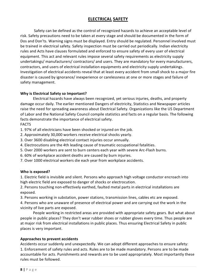 essay on electrical safety
