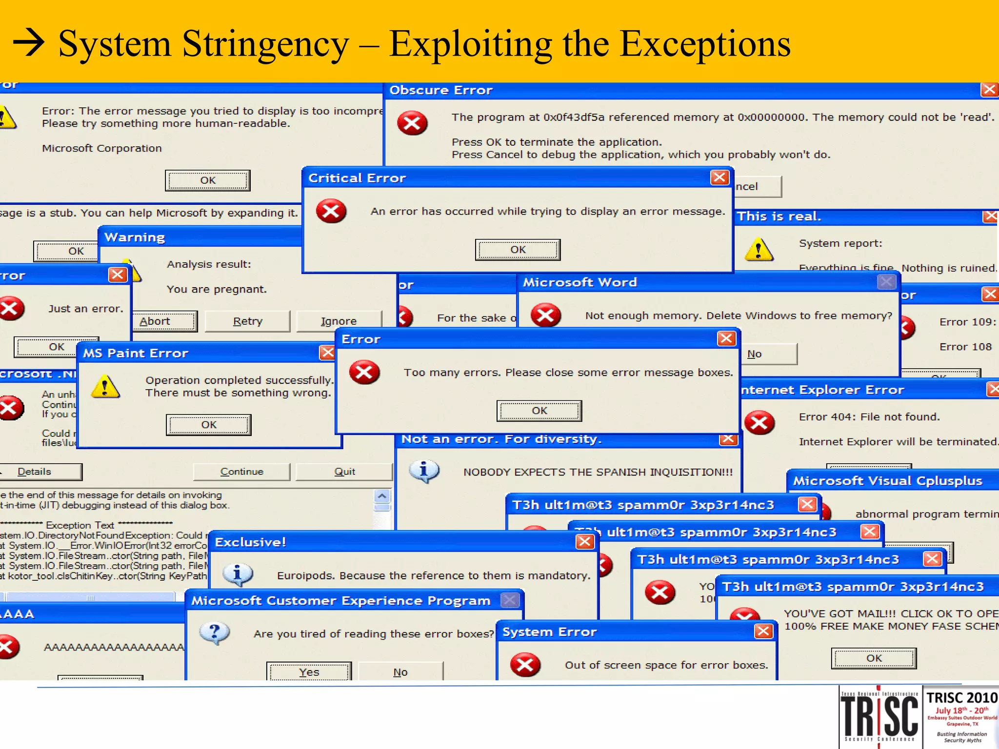  System Stringency – Exploiting the Exceptions
 