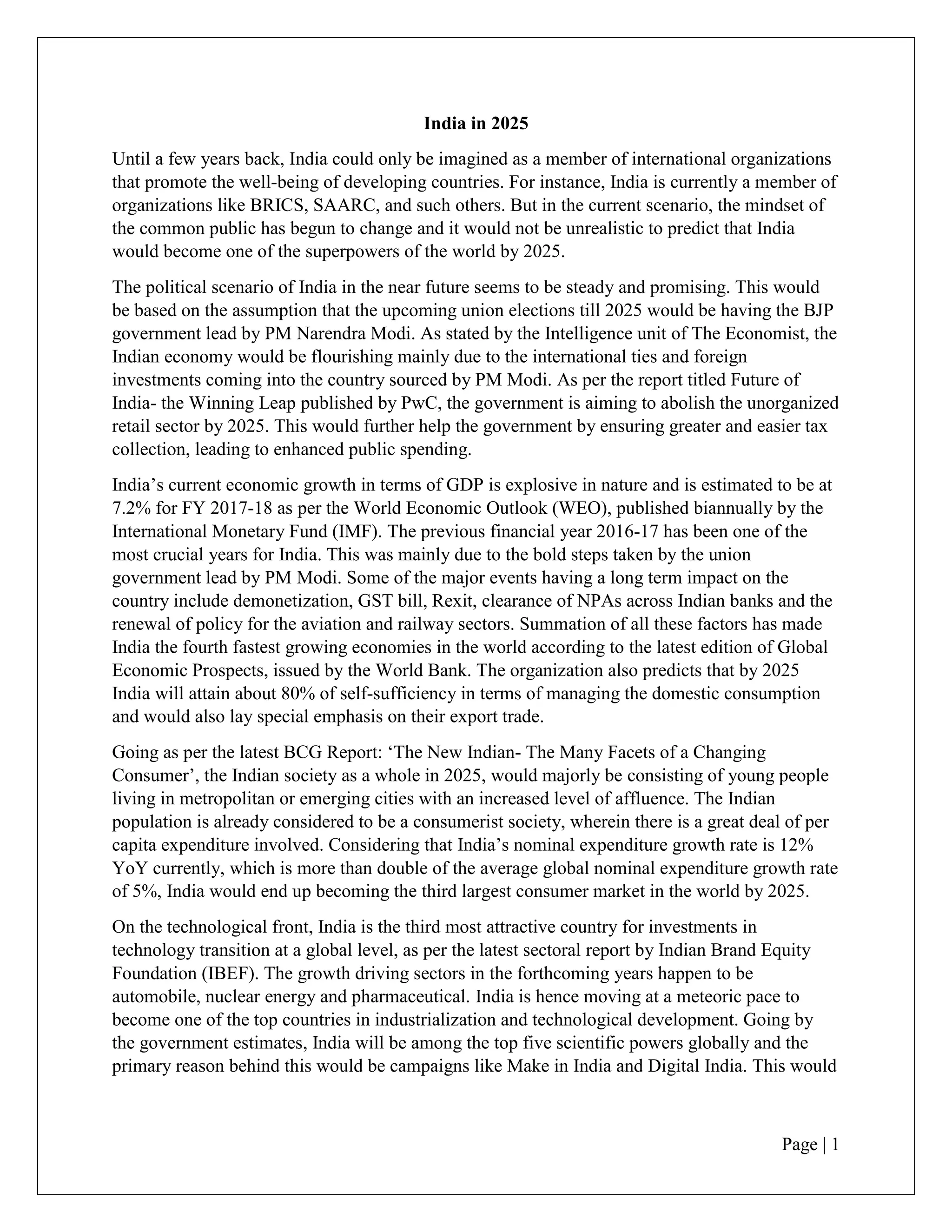 India in 2025 An Essay PDF