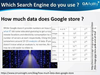 Which Search Engine do you use ?
https://www.cirrusinsight.com/blog/how-much-data-does-google-store
http://searchstorage.techtarget.com/definition
/Kilo-mega-giga-tera-peta-and-all-that
How much data does Google store ?
 