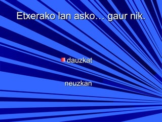 Etxerako lan asko… gaur nik.

dauzkat
neuzkan

 