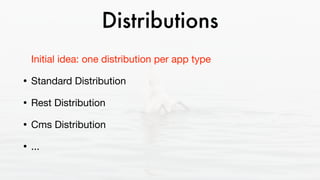 Distributions
Initial idea: one distribution per app type

• Standard Distribution

• Rest Distribution

• Cms Distribution

• ...
 