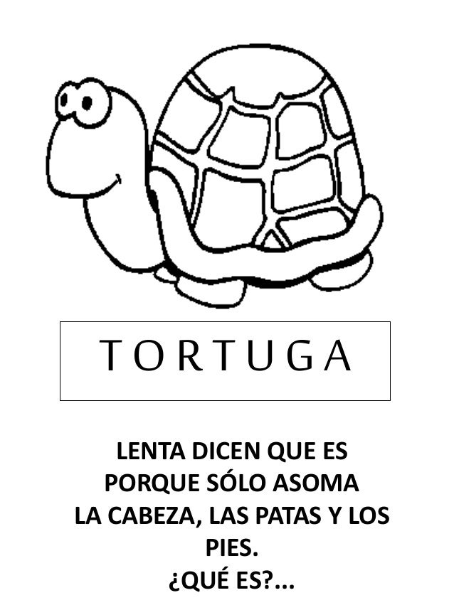 LENTA DICEN QUE ES
PORQUE SÓLO ASOMA
LA CABEZA, LAS PATAS Y LOS
PIES.
¿QUÉ ES?...
T O R T U G A
 