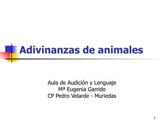 Adivinanzas de animales Aula de Audición y Lenguaje Mª Eugenia Garrido CP Pedro Velarde - Muriedas 