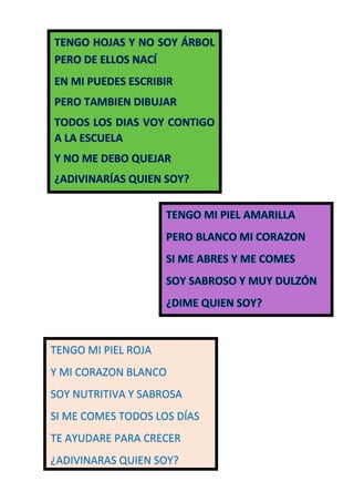 Adivinanzas para niños de 3 a 6 años | PDF