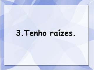 3.Tenho raízes.
 