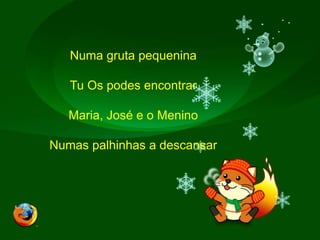 Numa gruta pequeninaTu Os podes encontrarMaria, José e o MeninoNumas palhinhas a descansar