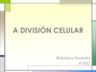 A DIVISIÓN CELULAR
Bioloxía e Xeoloxía
4º ESO
 