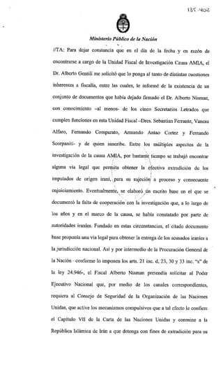 Documentos encontrados en la caja fuerte del Fiscal Nisman