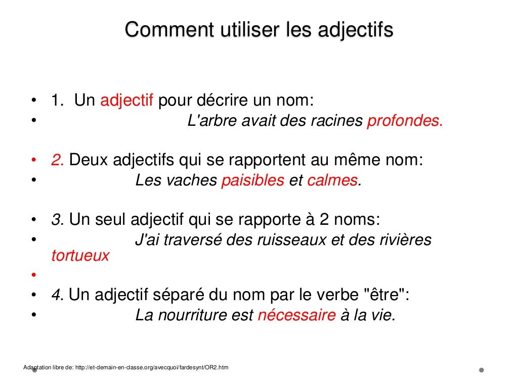 Les adjectifs