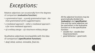 Comprehensive Analysis of Adjectives: Forms, Functions, and Comparison ...