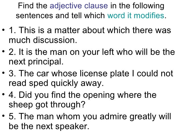 Adjective adverbandnounclausesadjective