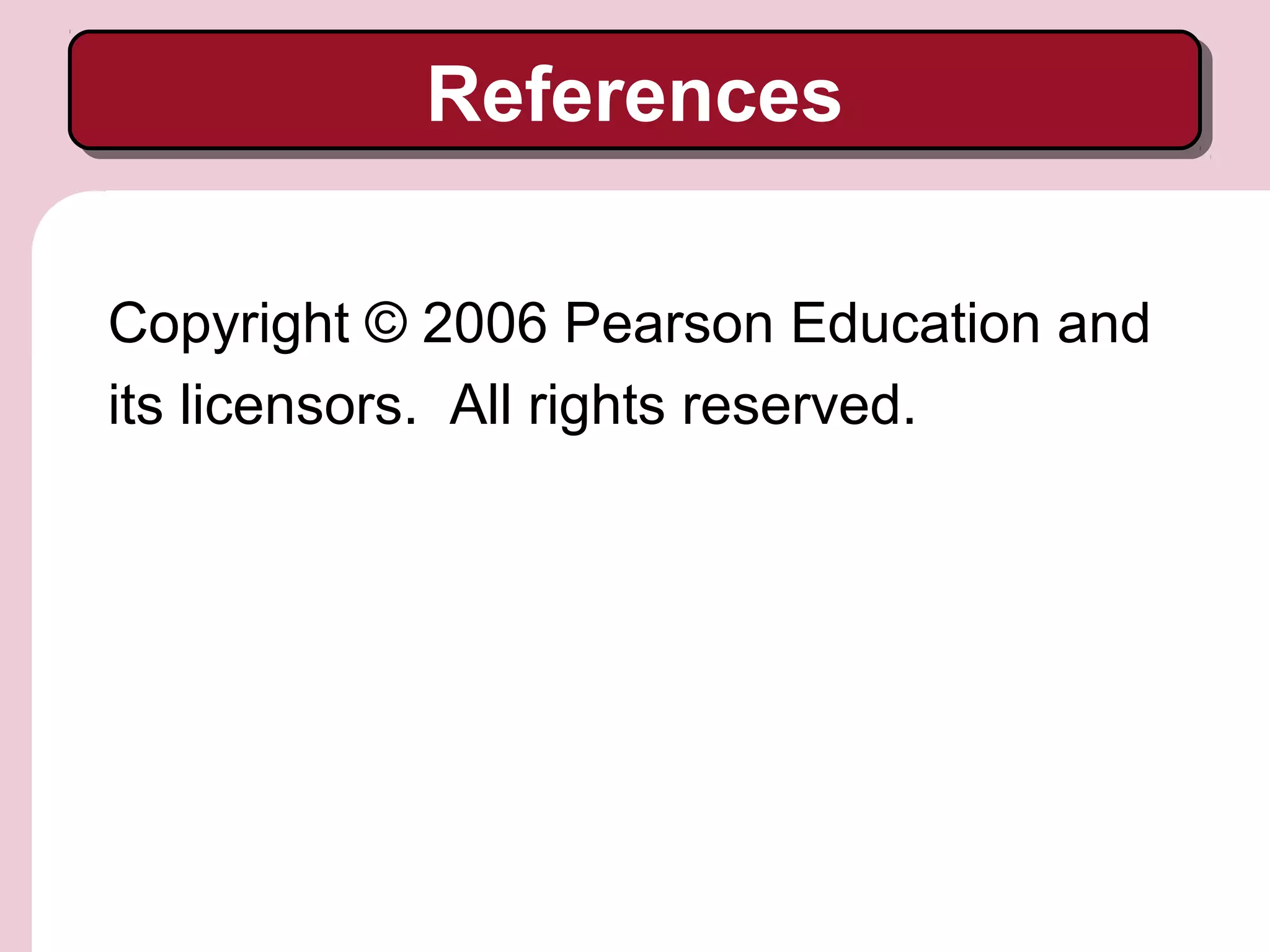 Copyright © 2006 Pearson Education and
its licensors. All rights reserved.
ReferencesReferences
 