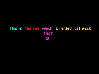 This is the van which I rented last week.
that
Ø
 