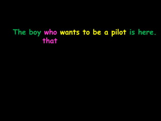 The boy who wants to be a pilot is here.
that
 