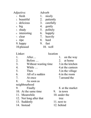 Adjective adverb phrases linkers