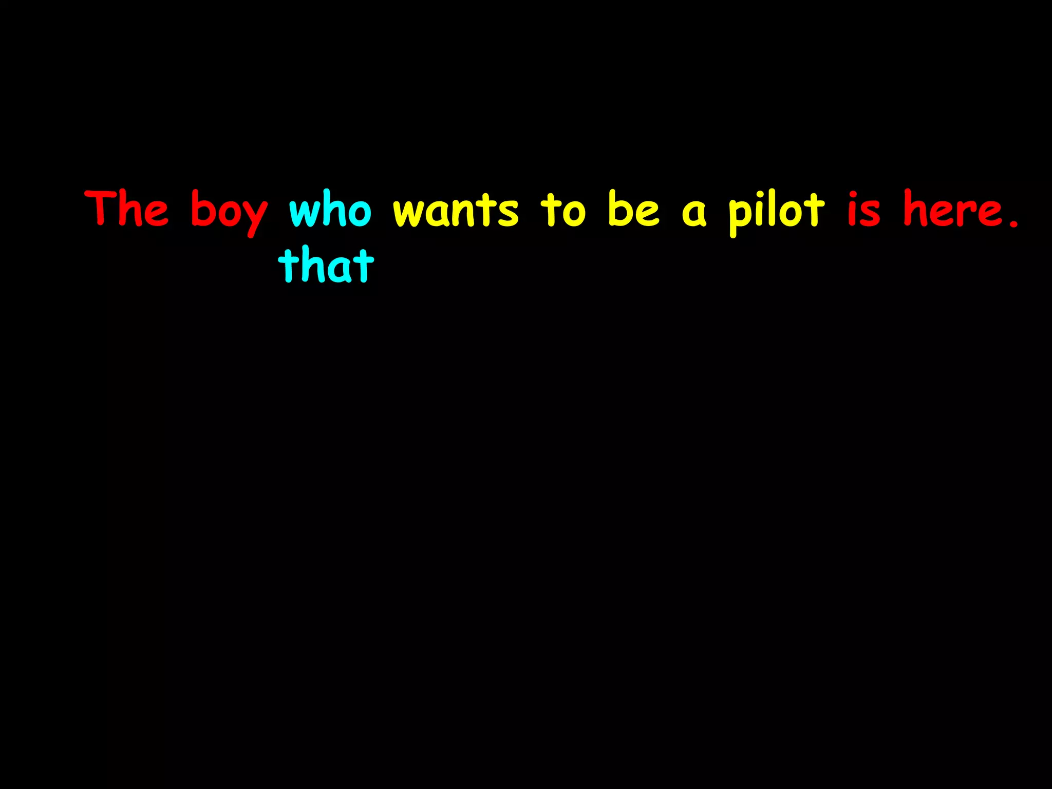 The boy who wants to be a pilot is here.
that
 