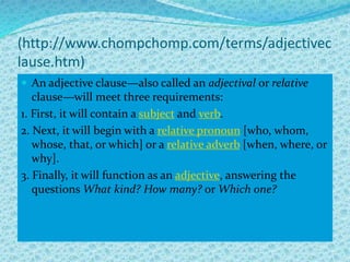 Adjective clause third group | PPT