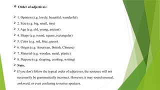 Comprehensive Guide to Adjectives: Types, Usage, and Order in English ...