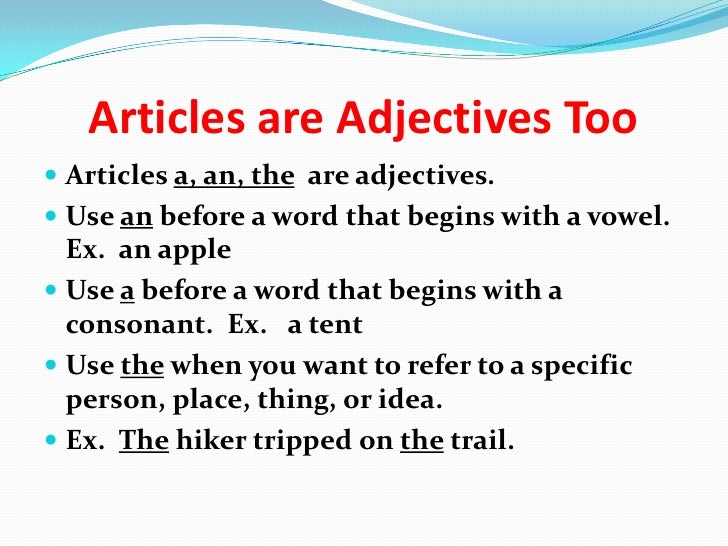 Adjective Notes