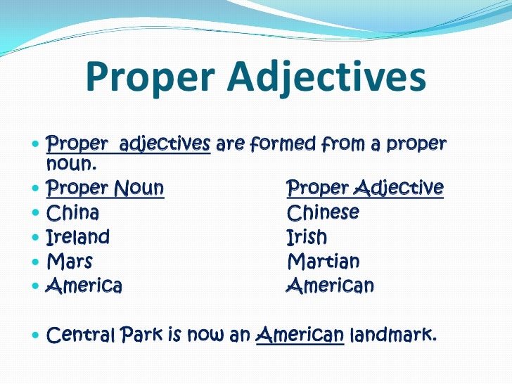 Adjective Notes