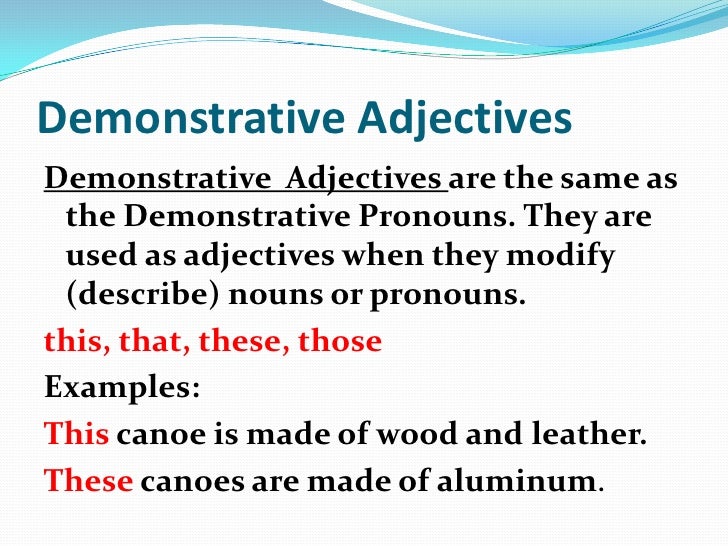 Adjective Notes