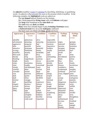 Adjective Definition - Alphabetical List of 500 Adjectives - Engrabic