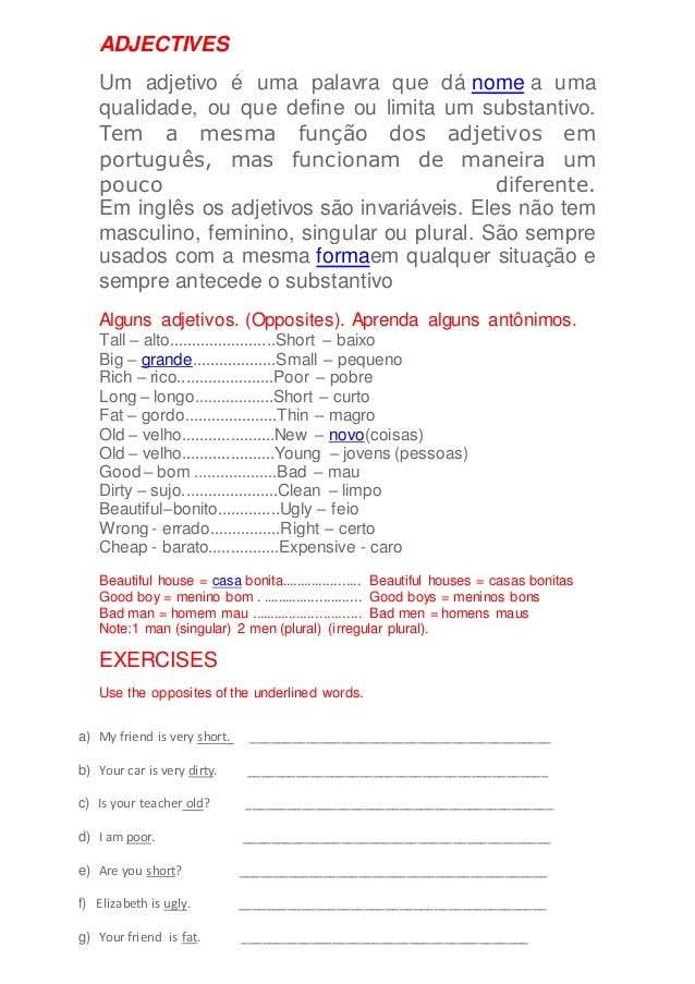 Adjectives Adjectives