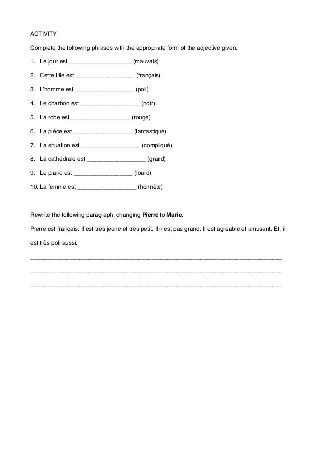 french-worksheet-adjectives