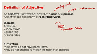 notes of ADJECTIVES.pdf for class 6 and 9 exam | PDF