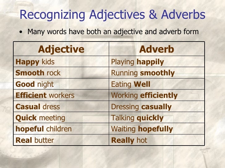 adjectives and adverbs