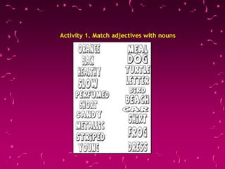 Activity 1. Match adjectives with nouns
 