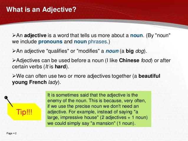 Adjectives (to use)