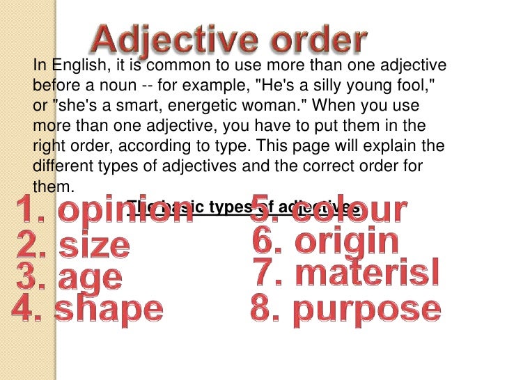 Adjectives usages