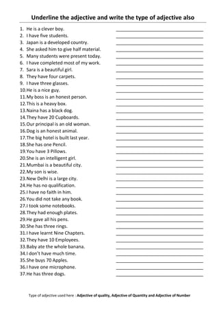 adjective worksheet