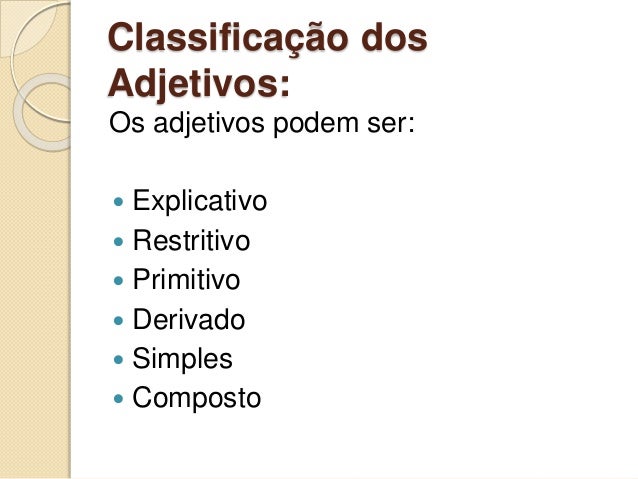 Classificação e Gênero dos ADJETIVOS