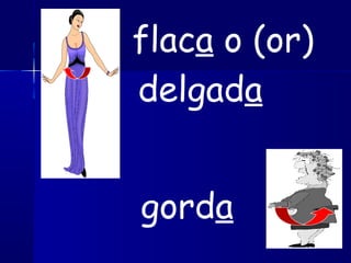 flaca o (or)
delgada
gorda
 