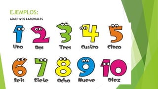 EJEMPLOS:
ADJETIVOS CARDINALES
 