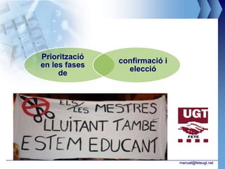 Priorització
               confirmació i
en les fases
                 elecció
     de




                               manuel@feteugt.net
 