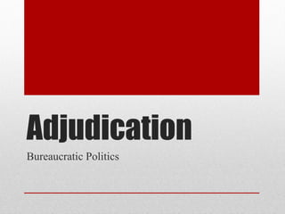 Adjudication
Bureaucratic Politics
 