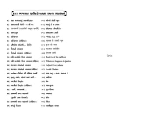 ÿÎÿÎ ¤√‰Îﬁ ŒÎµLÕıÂﬁﬁÎ ±L› ≠¿ÎÂﬁ˘
1) ÿÎÿÎ ¤√‰Îﬁﬁ_ ±ÎI‹Ï‰iÎÎﬁ            22) ¤˘√‰ı ±ıﬁÌ ¤Ò·
2) ±ÎM÷‰ÎHÎÌ lıHÎÌ - 1 ◊Ì 11          23) ⁄L›_ ÷ı … L›Î›
3) •ÊåÃﬂÊáÊË (ŒÊŒÊüÊË∑§Ë Sﬂ◊Èπ ﬂÊáÊË◊¥) 24) ±ıÕ…VÀ ±ı‰ﬂÌTËıﬂ
4) ±ÎM÷ÁÒhÎ                           25) ±◊ÕÎ‹HÎ ÀÎ‚˘
5) ≠Ï÷ø‹HÎ                            26) “Who Am I ?”
6) ≠Ï÷ø‹HÎ (Á_ÏZÎM÷)                  27) ÷ÍªÃÃÊ „ÒU ©U‚∑§Ë ÷Í‹
7) ﬁÌ…ÿ˘Ê ÿÂ˝ﬁ◊Ì.... Ïﬁÿ˘˝Ê           28) „ÈU•Ê ‚Ù ãÿÊÿ
8) ’ˆÁÎﬁ˘ T›‰ËÎﬂ                      29) ∞«U¡S≈U ∞ﬂ⁄UË√„U⁄U
9) ’ˆÁÎﬁ˘ T›‰ËÎﬂ (Á_ÏZÎM÷)            30) ≈U∑§⁄UÊﬂ ≈UÊ‹Ù
10) ’Ï÷-’IﬁÌﬁ˘ ÏÿT› T›‰ËÎﬂ            31) Fault is of the sufferer    ÏhÎ‹_hÎ
11) ’Ï÷-’IﬁÌﬁ˘ ÏÿT› T›‰ËÎﬂ(Á_ÏZÎM÷) 32) Whatever happens is justice
12) ‹Î-⁄Î’ »˘¿ﬂÎ_ﬁ˘ T›‰ËÎﬂ            33) Adjust Everywhere
13) ‹Î-⁄Î’ »˘¿ﬂÎ_ﬁ˘ T›‰ËÎﬂ(Á_ÏZÎM÷)   34) Avoid Clashes
14) ‰÷˝‹Îﬁ ÷Ì◊*¿ﬂ lÌ ÁÌ‹_‘ﬂ V‰Î‹Ì     35) ’ﬂ‹ Á÷˚ - ÁI›, ±ÁI› !
15) Q≤I› Á‹›ı, ’Ëı·Î_ ±ﬁı ’»Ì....     36) ±ÏËoÁÎ
16) ‰ÎHÎÌﬁ˘ ÏÁ©Î_÷                    37) ≠ı‹
17) ‰ÎHÎÌﬁ˘ ÏÁ©Î_÷ (Á_ÏZÎM÷)          38) ’Î’-’H›
18) Ô ‰ÎHÎÌ, T›‰ËÎﬂ‹Î_....            39) √v-ÏÂW›
19) Á‹…◊Ì ≠ÎM÷ ⁄˛õ«›˝                 40) «‹I¿Îﬂ
     (’Ò‰Î˝‘˝ ÷◊Î µkÎﬂÎ‘˝)            41) ø˘‘
20) Á‹…◊Ì ≠ÎM÷ ⁄˛õ«›˝ (Á_ÏZÎM÷)       42) Ï«_÷Î
21) ¿‹˝ﬁ_ Ï‰iÎÎﬁ                      43) ·Z‹Ì∞ﬁÎ ¿Î›ÿÎ
 