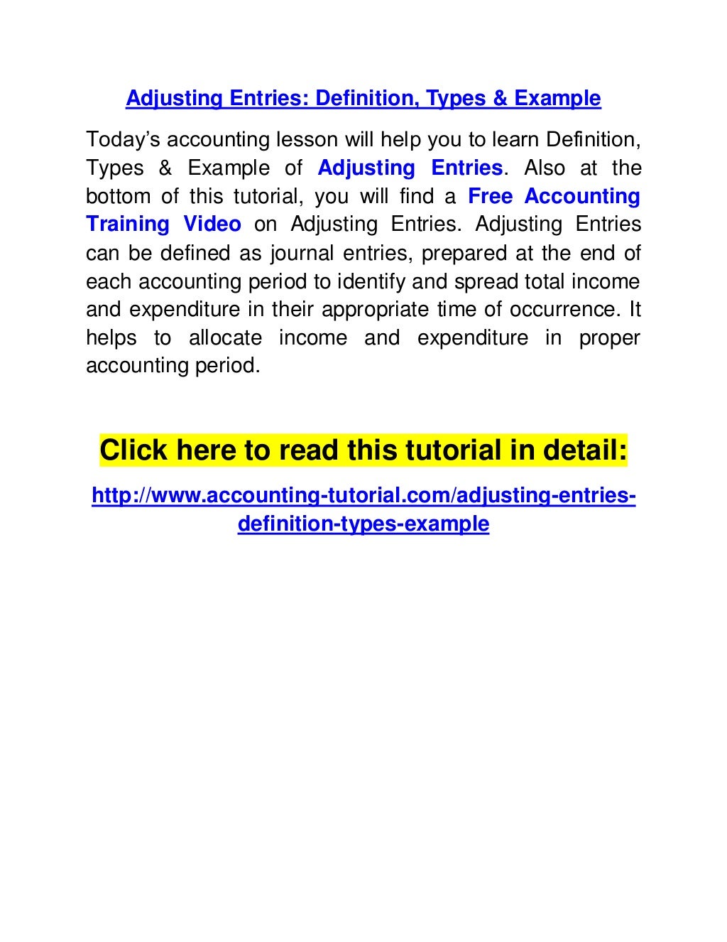 Adjusting Entries Definition, Types & Example