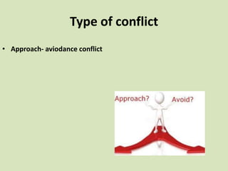 Type of conflict
• Approach- aviodance conflict
 