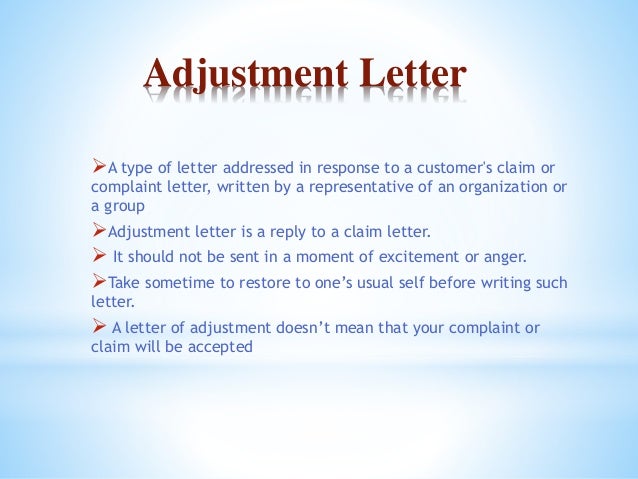 adjustment letters definition and Adjustments claim adjustment letters definition and Adjustments claim