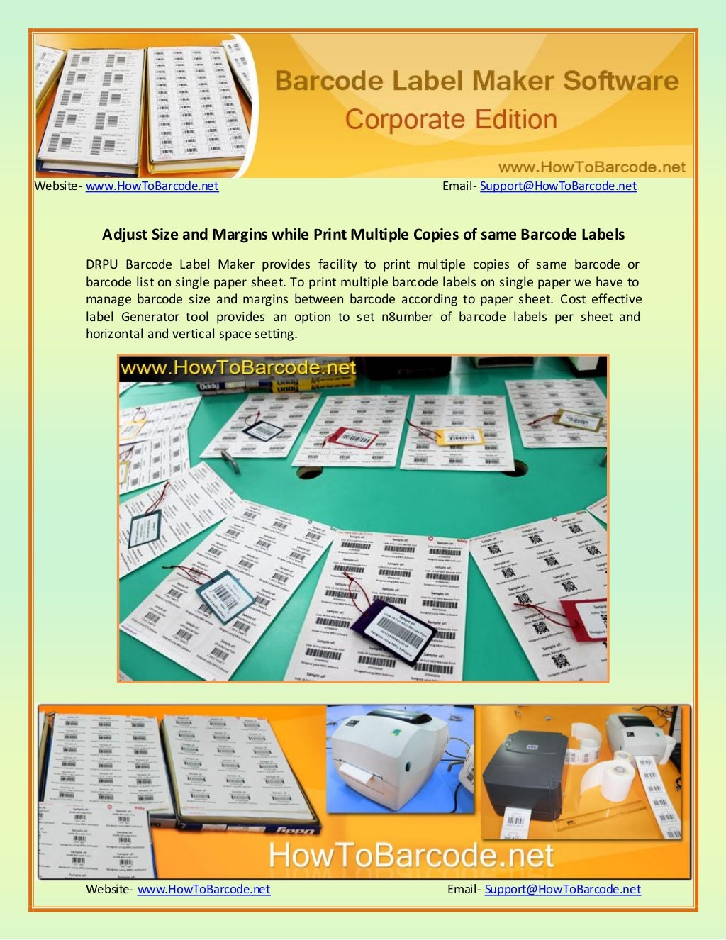 Adjust size and margins while print multiple copies of same barcode labels
