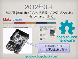 2012年1月～2月
•日本Androidの会定例会でアールティ社のプレゼン




•各支部などでADK関連の勉強会が行われる。
  •福岡支部、神戸支部、名古屋つ部、東京で独自に
  ADKハッカソンなど。
 
