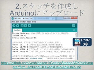 どこでもフィジカル・
   コンピューティング
 原稿書いてる最中には常に持ち歩いていました

  これで
 あなたも
 Maker気分




ADKの動作リファレンスにひとつ作っておくと便利です
 